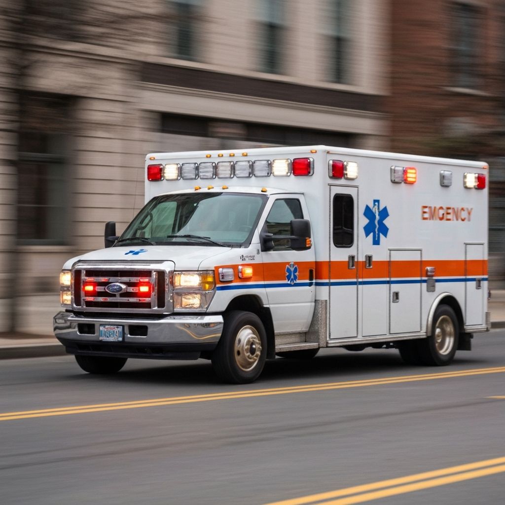 Ambulancia de emergencia en movimiento